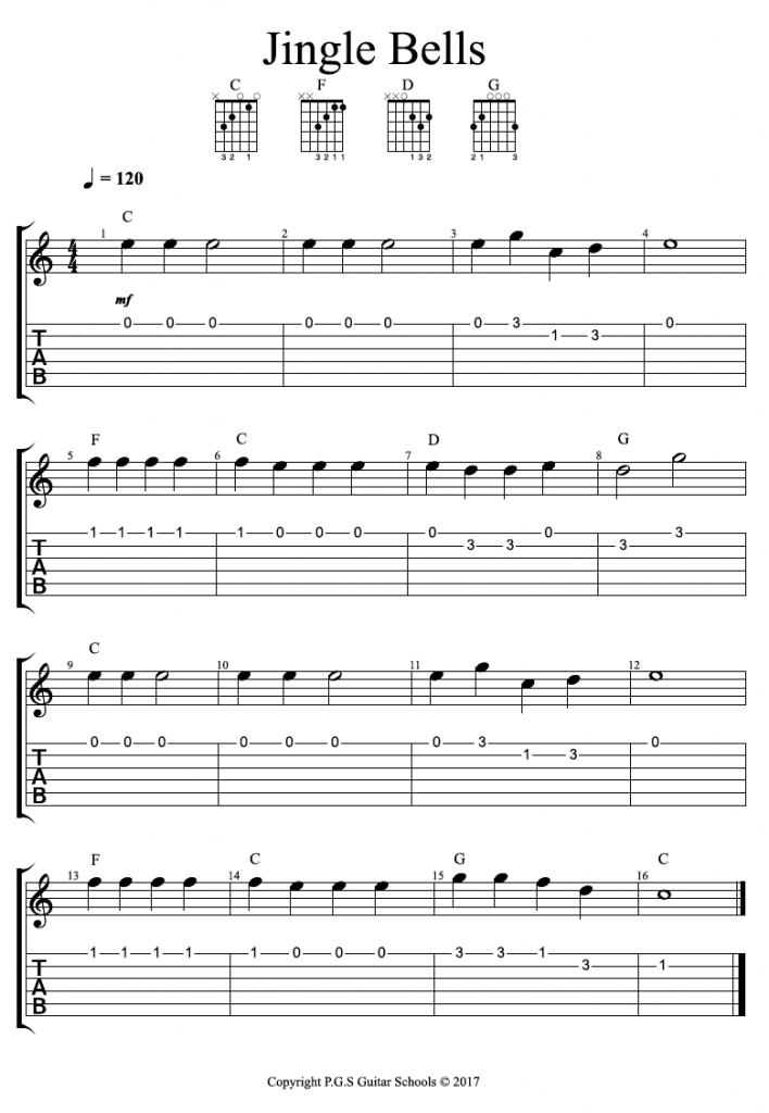 Jingle Bells (chords & TAB) Guitar